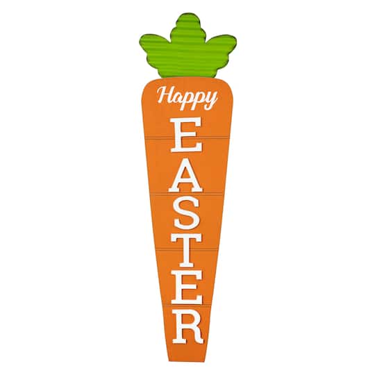 Glitzhome® 41.5" Easter Wooden and Metal Carrot Porch Decor